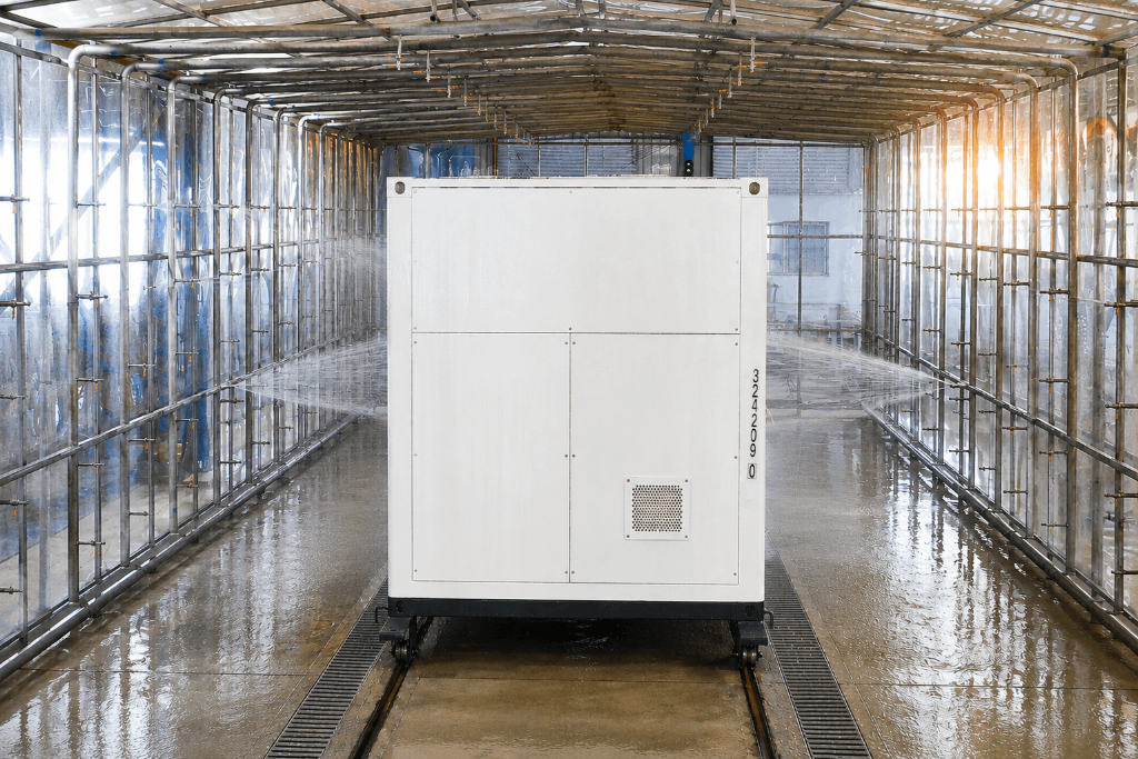 Vỏ container BESS Taiyo Energy test khả năng kín nước Vỏ container BESS Taiyo Energy test khả năng kín nước